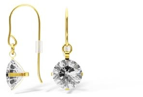 TIABELLE – Ohrhänger ENYA aus Titan mit funkelnden Swarovski® Zirconias – Goldfarbene Ohrringe hängend für Damen – allergenfrei & hautverträglich – Handmade in Germany (8,8mm ø | Gold White)