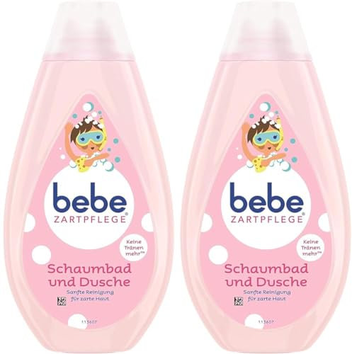 bebe Zartpflege Schaumbad & Dusche | für zarte, junge Haut | Sanfte Reinigung für zarte Haut (Packung mit 2)