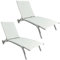 MOMMAHOME® Pack 2 Tumbonas Jardin Exterior - Reclinable 4 Posiciones, Terraza y Piscina, Ruedas de Aluminio, Textilene Blanco, Mallorca, Color Blanco, 193x61x30/94 cm