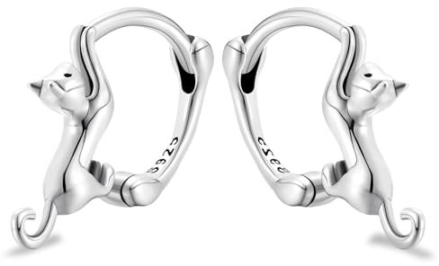LEGENTLISUR Ohrringe Silber 925 Katze Creolen Ohrstecker Damen Silber für Frauen Mädchen