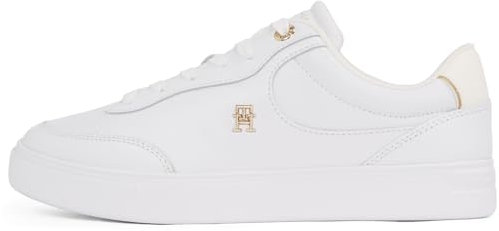 Tommy Hilfiger Sneaker Court Mujer Essential Chic de Piel, Blanco (White), 36