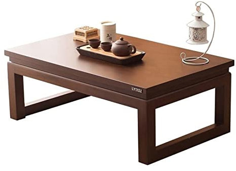 INUUXLG Couchtische Tische Neue chinesische Ulme Kleiner Tatami Erkerfenstertisch Massivholz und Zimmertisch Balkontisch Zen-Teetisch Kang-Tisch (Farbe: Braun, Größe: 60 x 40 x 25 cm) (Braun 60