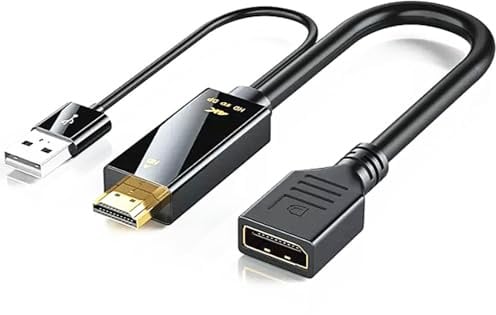 H.May Câble HDMI vers DisplayPort 4K@60Hz, HDTV vers DP 3840 * 2160, 1.8 M/ 0.23 M, compatible avec ordinateur, set top box, ordinateur portable, PS5/4, projecteur, TV, moniteur (1.8 metres, DP Male)