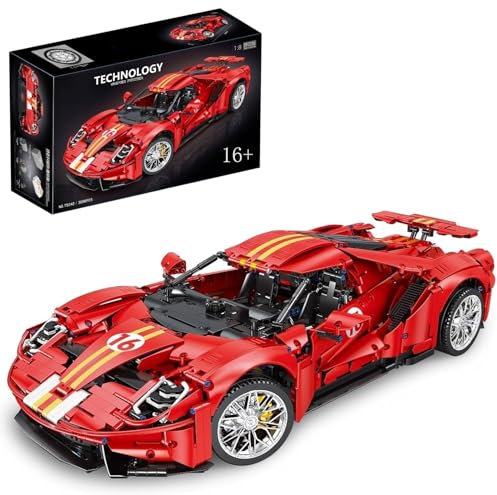 Lukie Technik Auto Forde GT, Modellauto-Bausatz im Maßstab 1:8, Klemmbausteine Technik Rennauto aus 3056+ Teile, Kompatibel mit Ford GT Technic Autos
