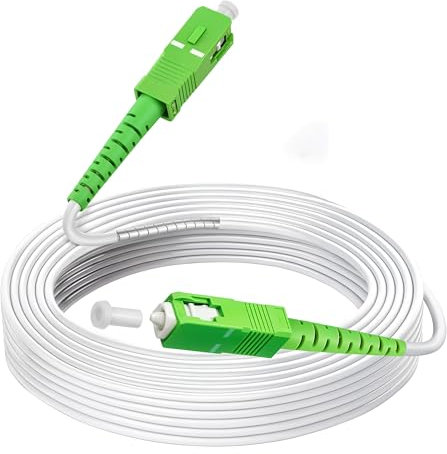 SEED Cable Fibra Óptica Router FTTH SC/APC - Cable Monomodo Simplex 9/125 Compatible FTTH Router Movistar Orange Vodafone Digi Jazztel – Color Blanco (10M)