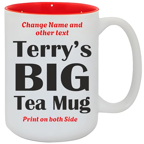 Fauntin Gifts Personalized Large Coffee Mug Create Your Custom Designed Big Mug Large Coffee Mug Tea Cup for Gift (Red Inside Only)