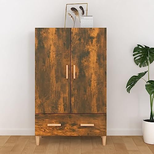 puraday Highboard Wohnzimmer Sideboard Räuchereiche 70x31x115 cm Holzwerkstoff Vintage Stil Aktenschrank Mehrzweckschrank Praktische Haushaltsschrank Vorratsschrank für Esszimmer