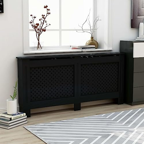 Home & Garden,Household Appliance Accessories,Heating Radiator Accessories,Radiator Cover Black 172x19x81.5 cm MDF