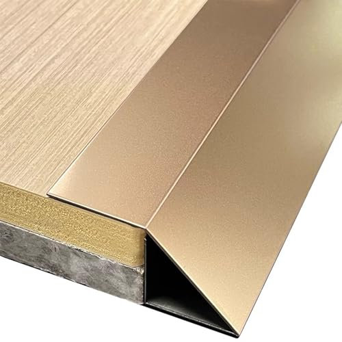 ZIMGOD Door Threshold Strip Steel Metal Transition Gap Ramps 90 Degree, Matte Gold Threshold Divider for High to Low, Fadeless Cover Strip Bar for Doorway to Step(40x40mm (1 5/8x1 5/8))