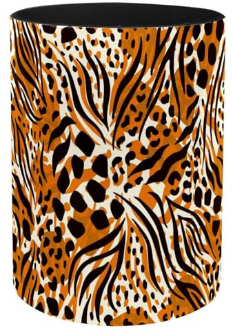 VAPOKF Animal Skin Seamless Pattern Pen Holder for Desk, PU Leather Pen Pot Pencil Holders Makeup Brushes Storage Desktop Stationary Supplies Organiser for Home Office