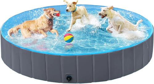 Piscina Mascotas, Piscina Perros, Bañera Plegable for Niños/Perros/Gatos, Plegable Piscina de Baño al Aire Libre - Gris (120 x 30CM)