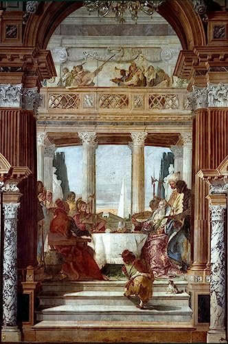 POSTERIIk Vintage Leinwand Ölgemälde Poster Kunstwerke Bankett und Cleopatre-Fresko von Battista Druckgrafik für Office Home Decor 60x90cm