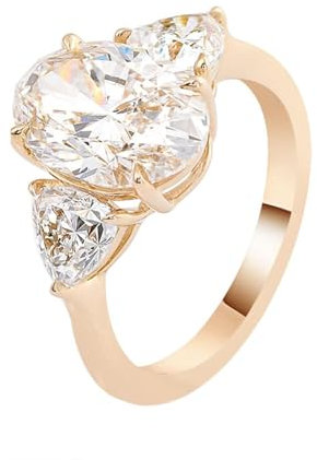 KnSam 14 Karat Au585 Gold Verlobungsring Echtschmuck, Klassiker Solitärring mit Moissanit Oval, 14K Gold Eheringe, Gr.57 (18.1)
