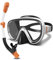 G2RISE Snorkel Set Adults, SN05 Snorkel Mask, Snorkel Set with Tempered Glass Lenses, Dry Top System & Upgraded Adjustable Buckle for Snorkeling, Diving, Swimming (White Orange)