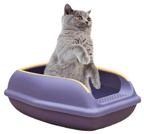 Cat Litter Box Semi Closed Tall Side Sifter Tray, Movable Fence Open Litter Box, Cat Toilet Travel Litter Box for Kittens Cats Small Pets