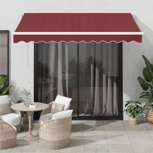 tenda a scorrimento per terrazza,tenda laterale avvolgibile,Tenda da Sole Retrattile Manuale Bordò 300x250 cmIdeale per porte, portoni e finestre.