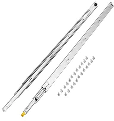 VEVOR Schubladenführung mit Vollauszug, 1 Paar, abschließbare Teleskopschienen, 1500 mm, Schubladenschiene Tragkraft 113,4 kg, seitlich montierte Gleitschiene mit Kugellager und Verriegelung