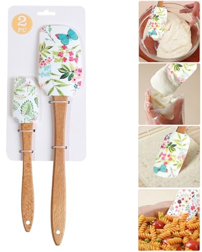 MUFEKUM Silicone Spatula Set for Cooking,Scraping,Baking,Mixing (Butterfly) | Heat Resistant Detachable Rubber Spatula with Beechwood Handle, Non-Stick Silicone Scraper Kitchen Utensils