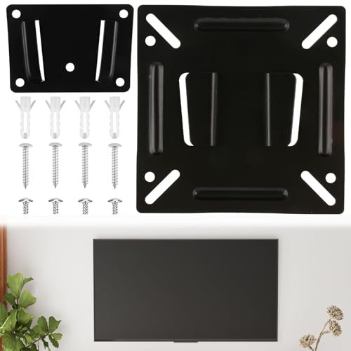 Monitor Wall Mount Most 14-27 Inch Universal Ultra Slim Fixed TV Monitors Bracket for Most LED/LCD/OLED/Plasma TV Max 30lbs for VESA up to 100×100 mm Fits 15 19 20 22 23 Inch Camper Mount Bracket