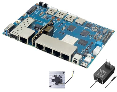 youyeetoo Banana Pi BPI-R4 WiFi 7 Router Entwicklungsboard, 8GB RAM,8GB eMMC, MediaTek MT7988A Chip, 2X 10Gbe SFP Slot (POE Version(Mit POE),8GB RAM,8GB eMMC)