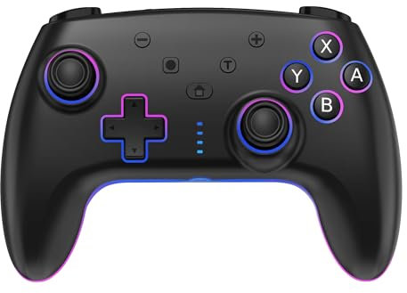 RivalPlay Mando para Switch, Mandos Inalámbrico Compatible con Switch Lite/OLED/ 2 con Led RGB, Macro, Turbo Ajustable y Vibración