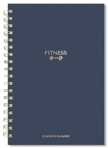 S&O Fitness Planner Notebook– 6x 8.5 Workout Log Book & Fitness Journal–129 Pages with Measurement Tracker, Weight Tracker, Workout Planner, Food Log, 30 Day Challenge & Notes – Gold Spiral