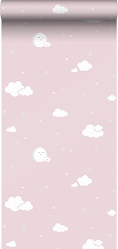 Sanders & Sanders carta da parati nuvole rosa e bianco 53 cm x 10 m