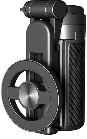 Perche à selfie magnétique, design compact plié, 5,9 x 5,3 x 11 cm, trépied à selfie portable, support de téléphone magnétique, enregistrement mains libres, pour voyage, vlogging, utilisation en