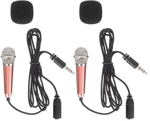 BATHVEVE 2pcs Mini Microphones for Phone and Tablet with Omnidirectional Sound Capture and Human Voice, Lightweight Stainless Steel Recording Mic for Singing and Karaoke at Home