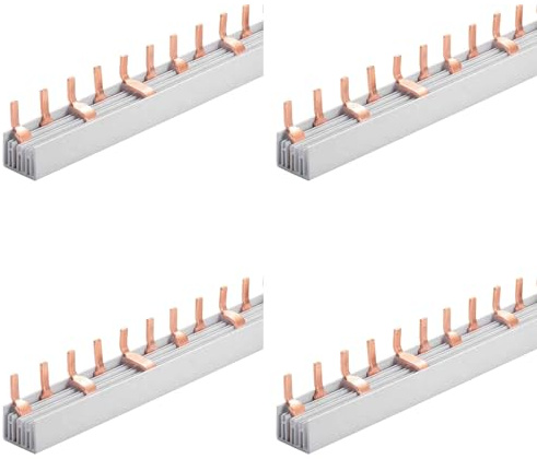 4 Pezzi Pettine Alimentazione Per Collegamento Quadro Elettrico, 3P+N 12 PIN 210mm, Barra Collettrice per Interruttori Magnetotermici e Differenziali, BusBar Modulare 63A