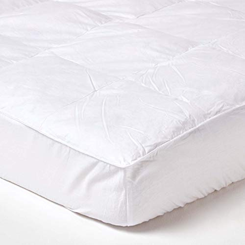 HOMESCAPES Duck Feather Mattress Topper Single Bed, 4cm Thick Extra Deep, Breathable, 100% Cotton Cover, Hypoallergenic, Quilted, Elasticated Skirt, Hotel Quality, Ethical Luxury, Washable