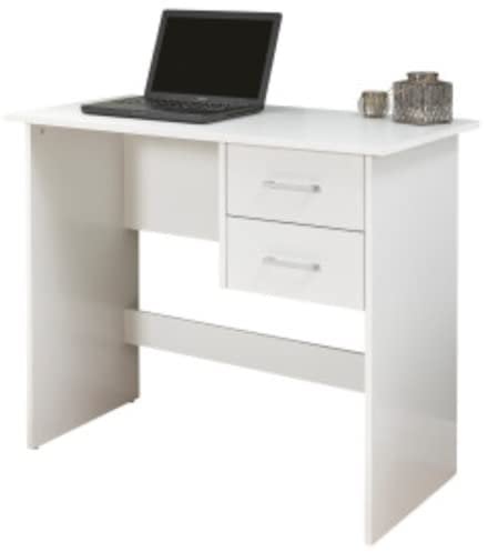 GFW Panama 2 Drawer Desk. Computer Office Desks With Storage Drawers. One Size, White