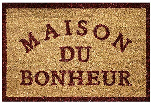 Douceur d'Intérieur, Paillasson Rectangle (40 x 60 cm) Bonheur Naturel, Coco Imprimé