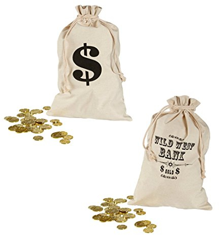 NET TOYS Bankräuber Geldsack Dieb Geld Sack 30 x 48 cm Dollarzeichen Stoffsack Räuber Geldbeutel Wild West Bank Beutel Cowboy Kostüm Zubehör