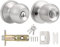 Probrico Entry Door Knob with Key Stainless Steel Exterior Door Knobs Round Security Front Door Lock Set Satin Nickel