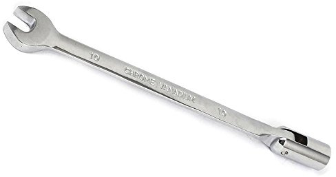 LDEXIN Clé mixte à tête pivotante flexible métrique à cliquet avec poignée flexible, outil de réparation de voiture, 10 mm