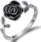 Esberry S925 - Anello in argento Sterling 925, a forma di rosa, regolabile, per donne e ragazze e Argento, 6.75, colore: Argento anticato., cod. ESD
