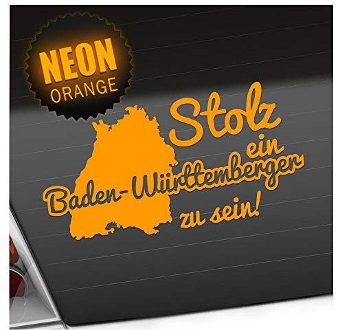 Kiwistar - Autoaufkleber - Baden-Württemberger Stolz - Neonorange - 60x30cm - Aufkleber für Auto, Laptop, Fahrrad, LKW, Motorrad mehrfarbig JDM Decal Racing