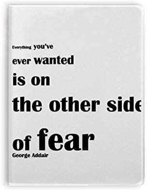 Notizbuch mit inspirierendem Zitat „About Fear By George Addair“, weicher Einband