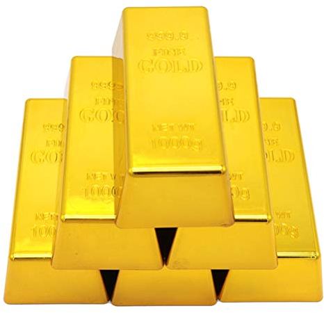 TOYANDONA Replik Goldbarren Kunststoff Gefälschte Goldene Backstein Goldbarren Film Prop Neuheit Witz Geschenk Türstopper Briefbeschwerer für Western Cowboy Piraten Casino Party