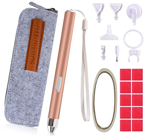 N&T NIETING Diamant Malerei Bohrstift, 5D LED Diamond Painting Stift mit USB-Kabel Lupe, 7 Stück Stiftkopf, 1 Stück Doppelseitiges Klebebandund und 10 Stücke Kleber Lehm für DIY Kunst Handwerk