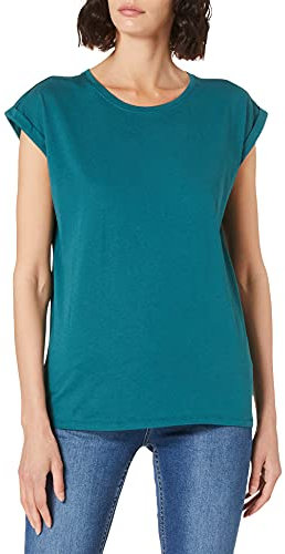 Build Your Brand Damen T-Shirt Ladies Extended Shoulder Tee, lang geschnittenes T-Shirt für Frauen, Baumwolle, Teal, L