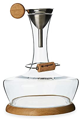 Château du Goût Dekantierbox mit Karaffe (3 l) aus mundgeblasenem Kristall ohne Blei + Basis aus Ahornholz + Trichter mit Filter + Trockenständer für die Karaffe