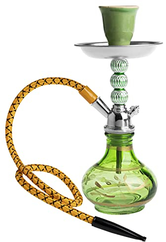 HIBRON Cachimba Pequeña 20cm Premium Kit Completo, con 1 Manguera y Base Cristal