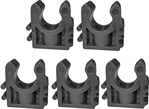 AERZETIX - C51785 - Juego de 5 abrazaderas de montaje en pared para tubo Ø16mm - soporte guía enganchar de tubo - en plástico