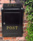 Aurahome® Vintage Weatherproof Post Box Plain Design Personalisable-Lockable Heavy Duty Secure Wall Mounted Letter Mail Post Box Post for Walls/Gates/Garages.Charming (Black with Gold Post Sign)