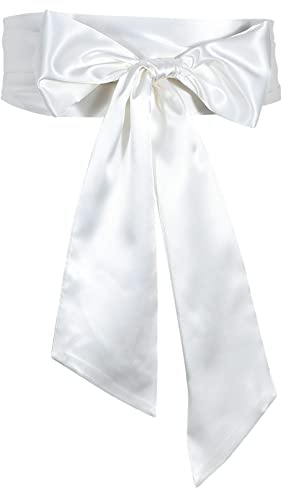 JasGood Damen Schärpe Kleid Gürtel für Hochzeit Party Lange Schärpe Brautgürtel für besondere Anlässe, Weiß