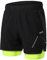 ARSUXEO Laufshorts Herren Laufhosen 2 in 1 Trainingsshorts Kurze Turnhose mit Mesh Liner Reißverschlusstaschen B210 schwarz grün M