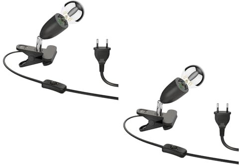 ledscom.de 2 Stück E27 Klemmleuchte LIK, schwarz inkl. E27 Kopfspiegel Lampe 646lm weiß