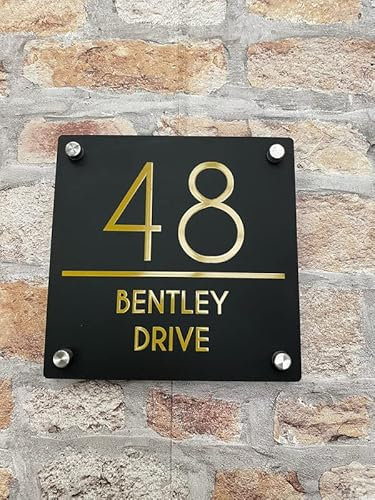 One of a Kind Design Uk Personalised Contemporary UV Printed House Sign Number Plaque Name Plate Acrylic slate Address Street Wall - Grey